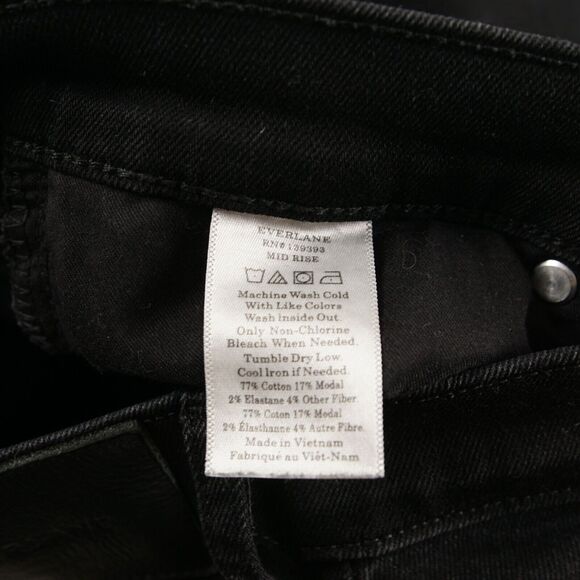 Everlane Authentic Stretch Black Mid Rise Skinny Black Jeans Womens Sz 25 Ankle - Picture 7 of 8